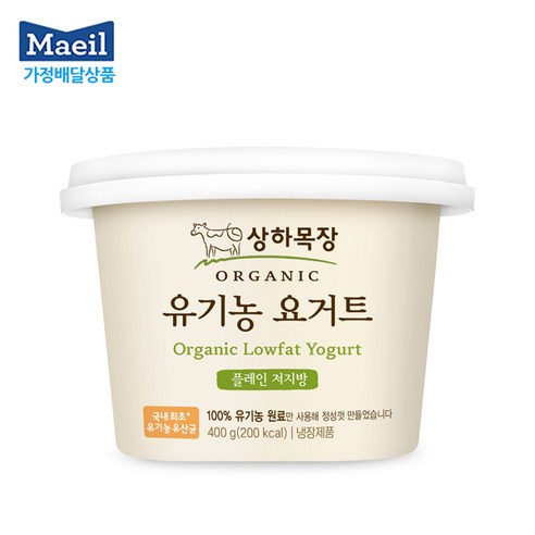 상하목장 유기농 요거트 플레인 저지방 400g 5개입/유기농유산균/냉장무배, 5개