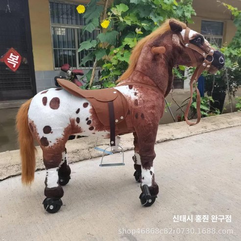 대형 말장난감 승마 경마 말타기 승용완구 흔들말 유니콘, 1개, 데님 말 (말)