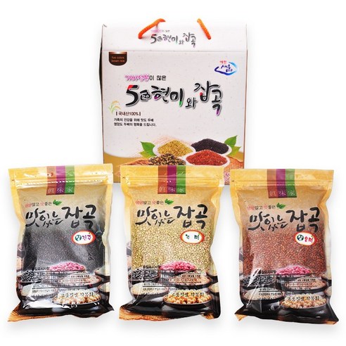 또바기작목반 예천 오색현미 3곡 혼합 1.5kg 녹미 찰홍미 찰진주 햅쌀 국산, 4개