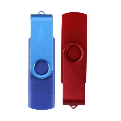 2X USB 미니 메모리 스틱 32GB USB 2.0 메모리 플래시 드라이브 핸디 PC 블루 & 레드 용 OTG, 하나, 파랑 빨강