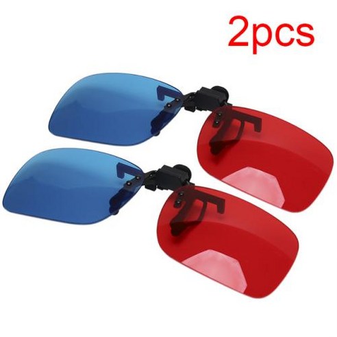 3D안경 영화감상 AR VR 스마트 클립 1/2PC 레드 블루 그린 3D 안경 블랙 프레임 Anaglyph 영화 TV, 2PC, 2개