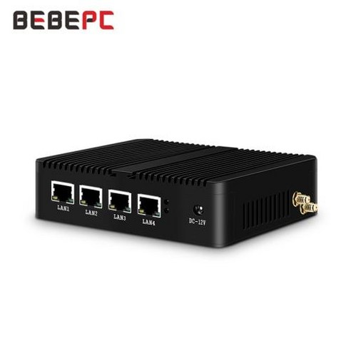 미니PC BEBEPC 팬리스 미니 PC 4 LAN 셀러론 J1900 쿼드 코어 J4125 방화벽 라우터 PFsense 윈도우 와이파이 산업용 컴퓨터 서버, 7.4G RAM 64G SSD WiFi - Celero