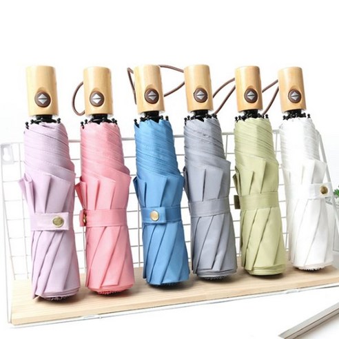 파스텔 우드 3단 자동우산 심플한 무지 자동 3단우산