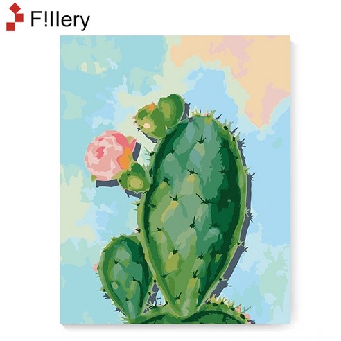 FiIIery DIY 명화그리기 해바라기그림 풍경화 꽃 유화 세트 40 x 50cm, 68-선인장B