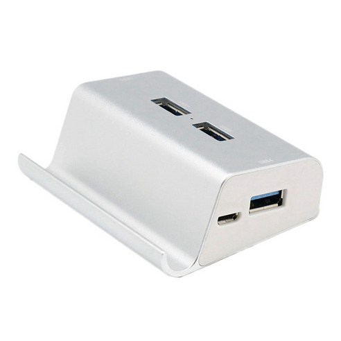 4 in 1 허브 휴대 전화 홀더 USB + Type-C + 마이크로 USB 허브 USB OTG 허브 Extender 스마트 폰 및 태블릿에 적합, 하나, 하얀