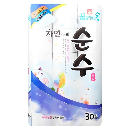두루마리휴지 순수 3겹 30롤 물에녹는휴지 먼지없는 두루말이 착한화장지, 1개