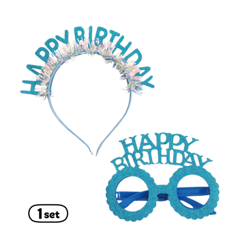 파티 머리띠 생일 셀프사진 소품 Happty birtyday 머리띠, 2개, 블루