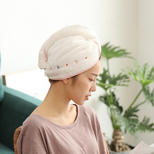 드라이 모자 초강력 흡수속 드라이 목욕 모자 수건 머리 감는 수건 두꺼운 목욕 모자 드라이 수건, 기본값, 분변【원소】
