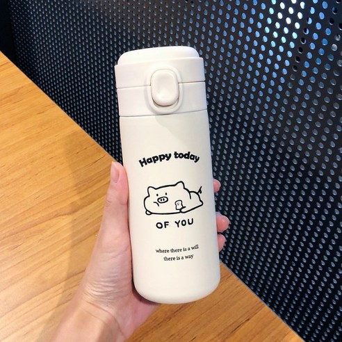 smy간단한 예술적 보온병 여성 하라주쿠 스타일 컵 학생 귀여운 패션 모리 스타일 소녀 컵, 돼지/320 Ml, 하나