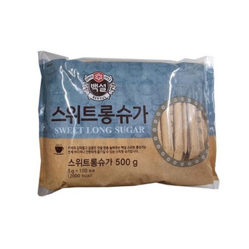CJ 제일제당 백설 롱슈가 스틱설탕 1팩 (5g x 100개), 10개, 500g