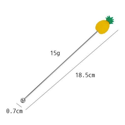 스테인리스강 과일 숟가락 만화 귀엽다 디저트 숟가락 케이크 과일 포크 긴 손잡이 칵테일 밀크티 믹서봉, 파인애플. - 믹서봉.