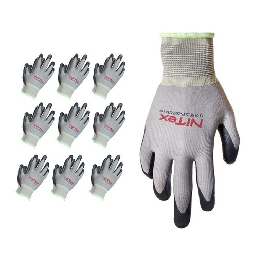 나이텍스 장갑 P200 안전 작업용 10켤레 / EN388 Nitex P200 Safety Coating Gloves 10pairs, 10개, S