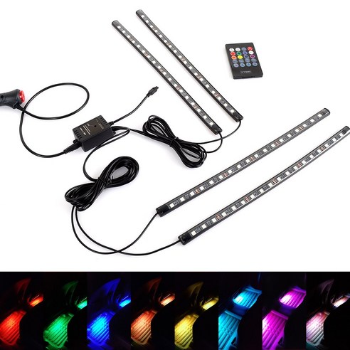 티텍 KC인증 72개 LED 바길이 32cm 배선2m 사운드센서 자동차 RGB LED바 풋등, SACC48LED, 1개