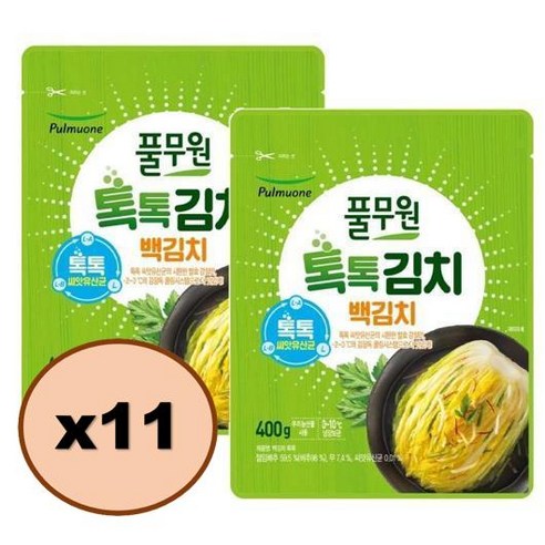 풀무원 톡톡 백김치 400gx2 배추김치, 11세트