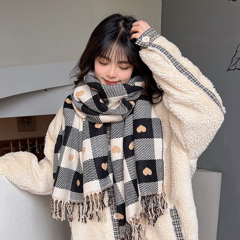 스카프 여성의 겨울 조커 패션 패딩 따뜻한 격자 무늬 사랑 스카프 가을과 겨울 날