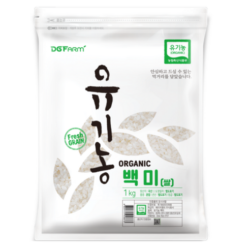 대구농산 2023년산 햅쌀 유기농 백미, 1kg, 1개