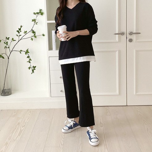 편안하고 세련된 일상 착장을 위한 코르제이 여성용 데일리 상하의 밴딩 세트