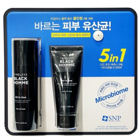 SNP 타임리스 블랙 옴므 올인원 플루이드 세트, 220ml, 1개 무슈제이올인원