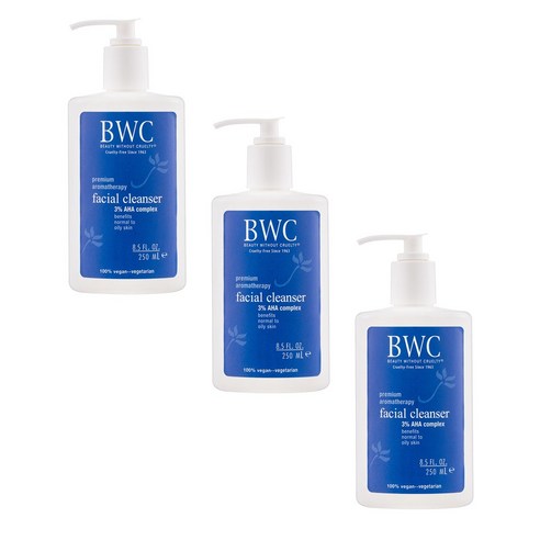 BWC 프리미엄 아로마테라피 페이셜 클렌저 3% AHA 컴플렉스, 250ml, 3개