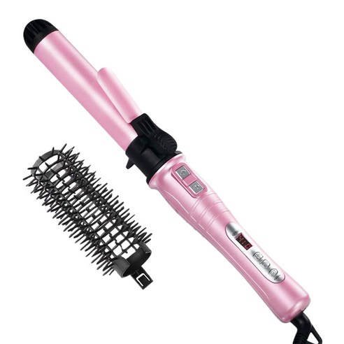 AFBEST MARSKE 1.25 인치 전기석 세라믹 컬링 다리미 LCD 디지털 디스플레이 포함 모든 모발 유형에 적합 EU 플러그(핑크), 분홍