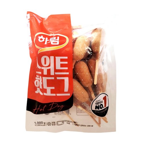 하림 스위트핫도그 1000g 2봉 간단한 아이 간식 안주 편의점 간편조리 맛있는 어린이집 에어프라이어, 1kg, 2개