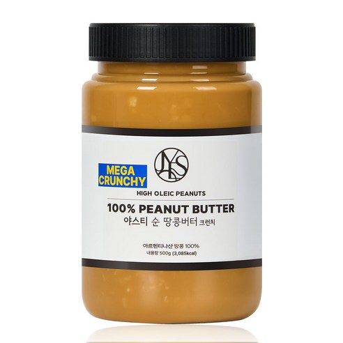 야스티 순 땅콩버터 크런치 100% 무첨가, 1개, 500g