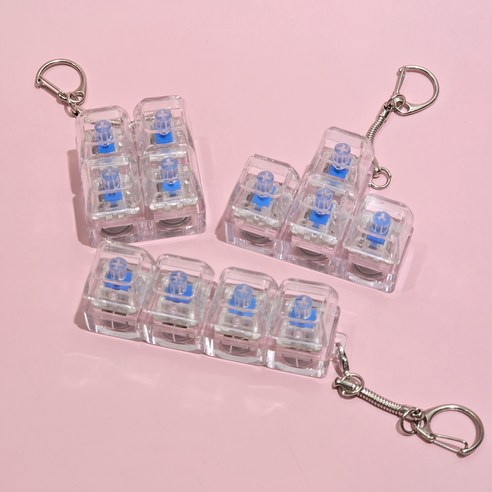 케이케이유 LED 키보드 키캡 키링 4구 투명 청축, 일자, 1개