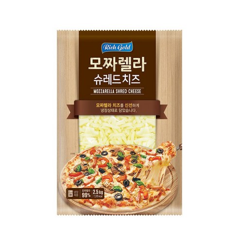 리치골드 모짜렐라 슈레드 치즈, 1kg, 3개