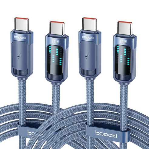 Toocki LED 라이트 PD 100W C to C타입 초고속충전 케이블, 2개, 블루, 1m