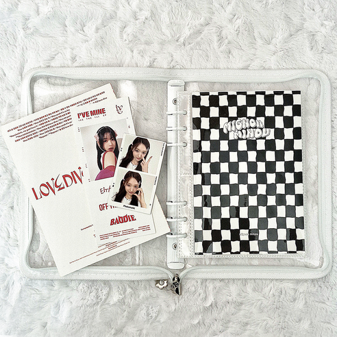 미뇽미뉴 6공 포카바인더 지퍼 포토앨범 (속지 20매 포함), 미뇽 화이트