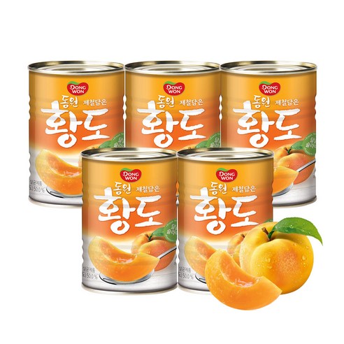 동원 황도 슬라이스 복숭아 통조림, 400g, 5개
