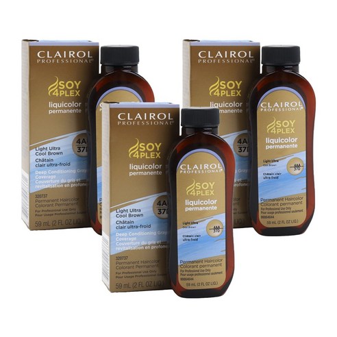 클래롤 소이 포플렉스 리퀴컬러 퍼머넌트 헤어컬러 59ml, 4Aa/37D  Brown, 3개