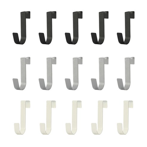 다용도 싱크대 도어 걸이 스테인레스 도어걸이 주방 다용도 스텐 후크걸이, 15개, 실버+화이트+블랙