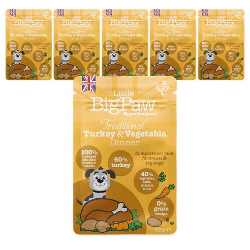 리틀빅파우 강아지 파우치 습식사료 주식 애견캔사료, 85g, 6개, 칠면조