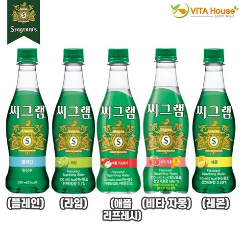 씨그램 플레인/라임/레몬 350ml 24입, SG4195 씨그램레몬, 24개