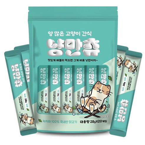 푸르미 양많은 짜먹는 고양이간식 냥만츄 대용량 28g, 40개, 황태