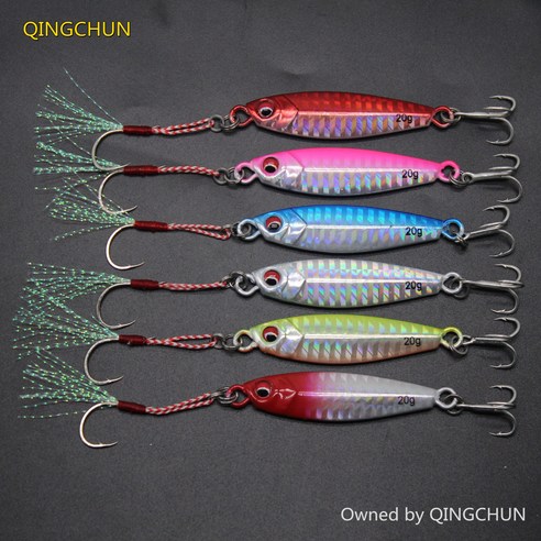 QINGCHUN 2022 루어 고급 바다낚시 독립포장 메탈지그 삼치메탈지그 방어 루어낚시 미끼 부시리 메탈지그훅 15g*6 A6