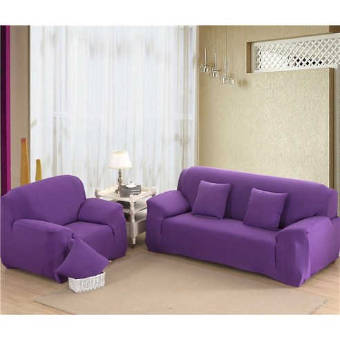 KORELAN 순색 탄력 소파 커버 조합 소파 커버 전포 만능 커버 소파 매트리스 전개 전포 덮개 먼지 방지 커버, 자주색