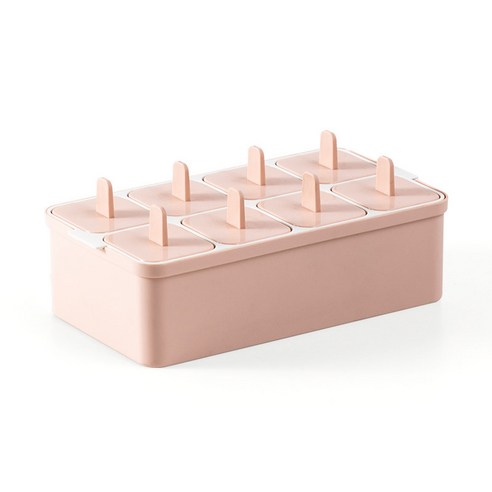 아이스크림 곰팡이 집 만들기 아이스 캔디 DIY 아이스크림 냉동 아이스 큐브 상자 셔벗 아이스크림 그리드 수제 아이스 박스 모델, 스퀘어 핑크 (일치하는 하단 상자)