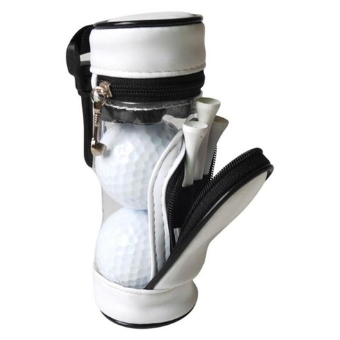 골프공 포켓 소형 골프공 및 티 홀더 골프 액세서리, 4.5x13cm, PU 가죽, 하얀