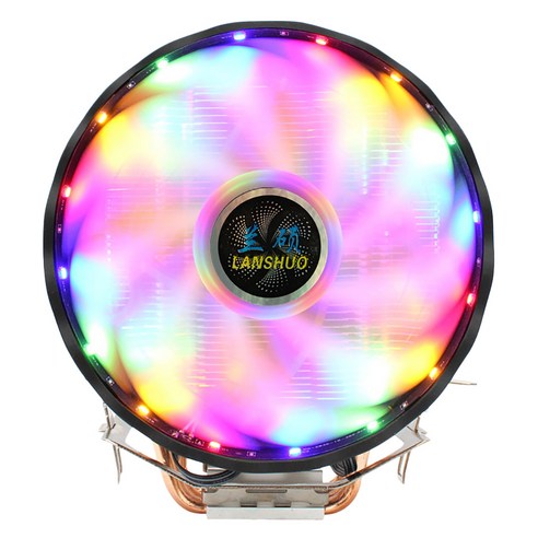 Monland LANSHUO CPU 쿨러 4핀 4 동관 음소거 RGB 1150 AMD 1155 용 데스크탑 1366 컴퓨터 팬 2011, 검정 & 흰색