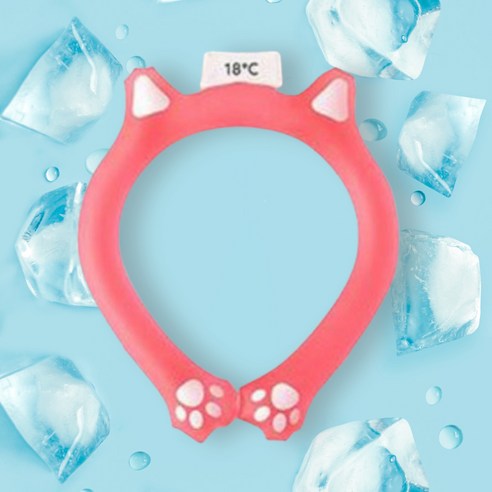 다살꼬양 아이스 넥쿨러 넥밴드 쿨스카프 넥링, 고양이 핑크