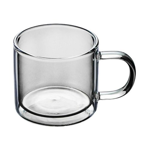다채로운 이중벽 컵 – 8 oz / 250 ml – 차 커피 에스프레소 등을 위한 1PC 단열 유리 컵, 회색