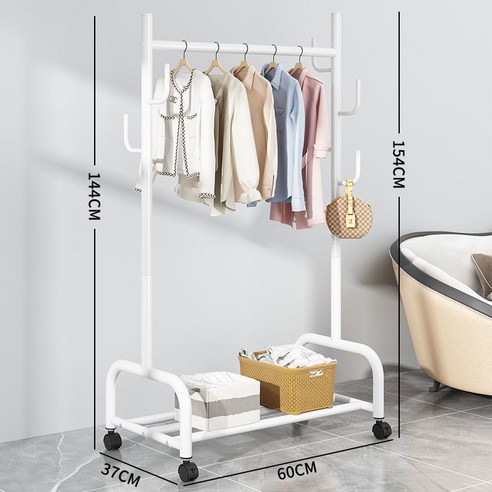 MBH 행거 받침대가 두툼하고 굵은 행거, 60.11cm-단층-7후크-화이트