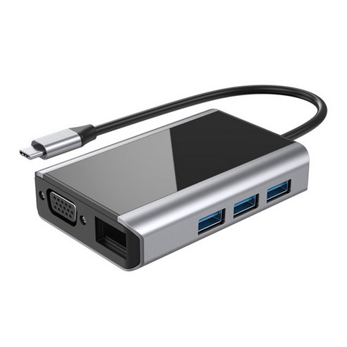 USB C 허브 4K 9 in 1 유형 C to USB 2.0 HDMI VGA PD SD 카드 오디오 포트 도크 스플리터 허브 MacBook 용, 하나, 검정