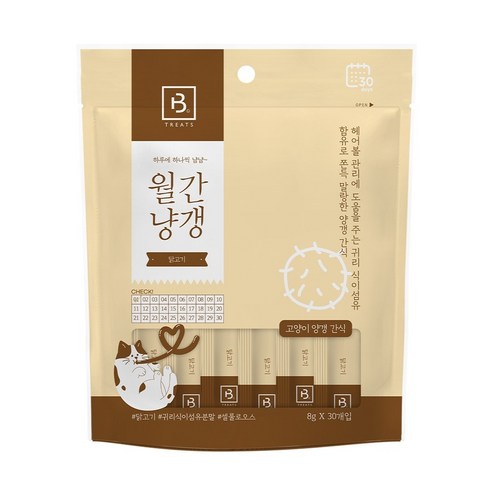 브리더랩 고양이 월간냥갱 닭고기 30개입, 1개, 240g, 닭고기맛