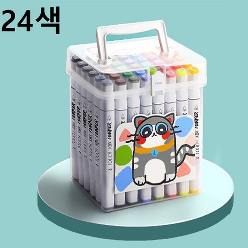 타오진 수용성 더블헤드 수채화펜 아트펜 하드케이스세트, 1세트, 24색