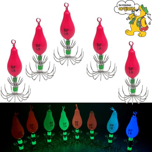 [아엠피싱]야광쭈갑킹 2단바늘 14호16호애자5PCS JJUGAB KING/쭈킬애자 쭈꾸미 갑오징어 문어, 18호핑크, 1개