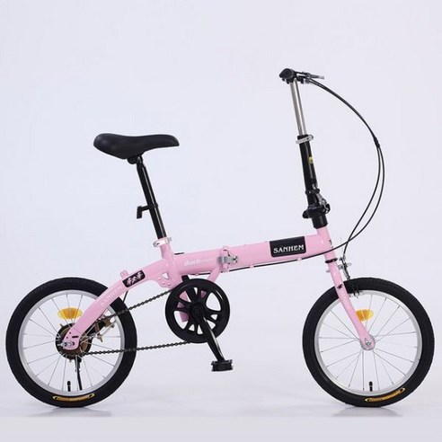 접이식 자전거 미니 벨로 휠 고탄소강 프레임 단일 속도 16 인치, V 브레이크 오렌지 _중국