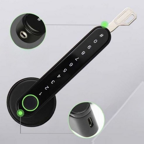 지문인식 손잡이형 도어락 블루투스 침실 방문 목문 지문 실내, 단일언어+지문/키